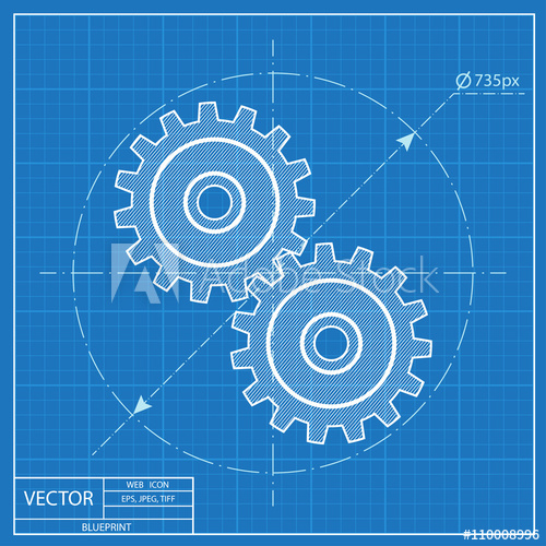 500x500 Blueprint Icon Of Two Gears
