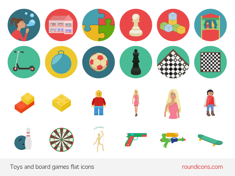 800x600 Toys And Board Games Flat Icons