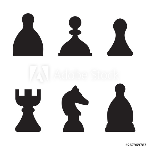 500x500 Board Game Figures, Chess Piece Icon Vector Illustration