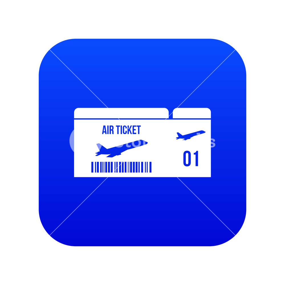 1000x1000 Airline Boarding Pass Icon Digital Blue For Any Design Isolated