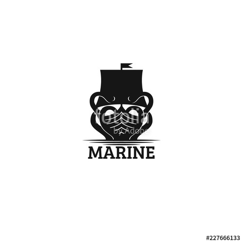 500x500 Marine Logo Store, Dock Shop Sailing Yacht Or Boat With Octopus