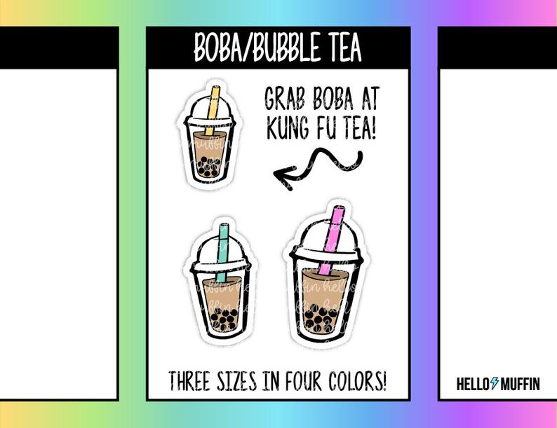 794x611 Boba Tea Bubble Tea Milk Tea Doodle Icon Planner Stickers Etsy