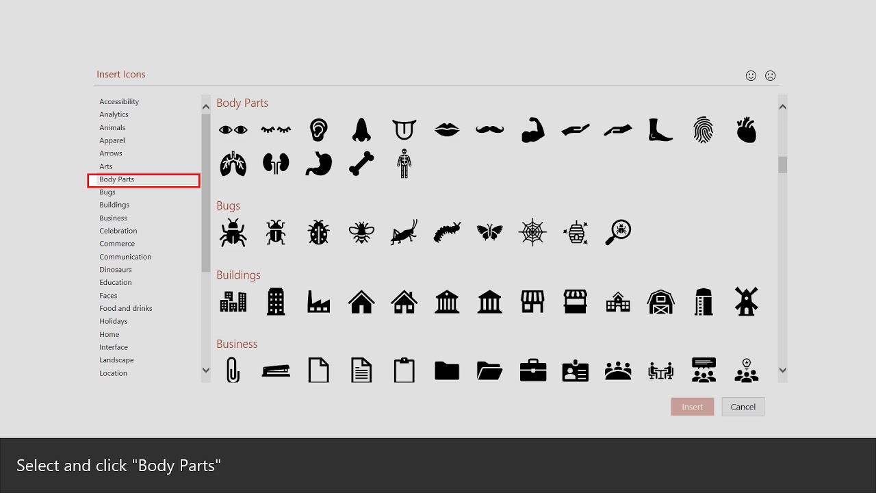 1280x720 How To Insert Body Parts Icon In Powerpoint Slide