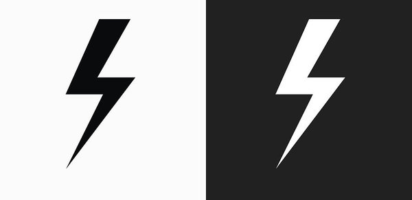 600x292 Lightning Bolt Icon On Black And White Vector Backgrounds Art