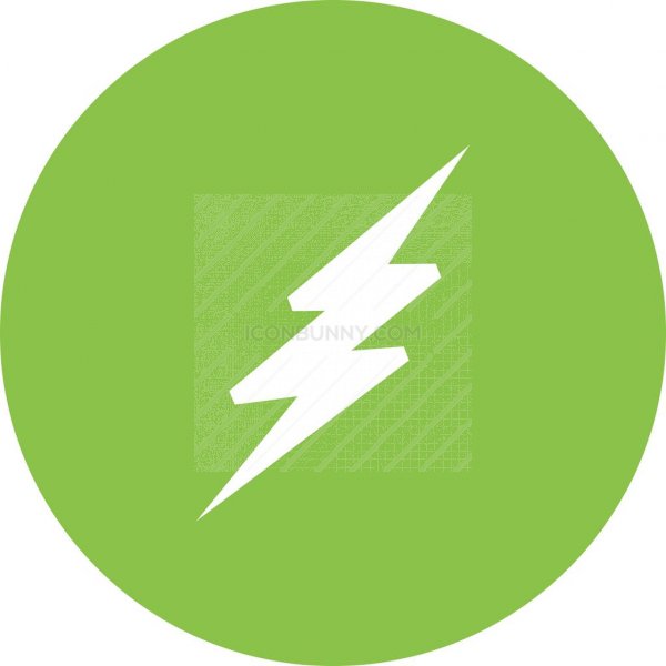 600x600 Lightning Bolt Flat Round Icon