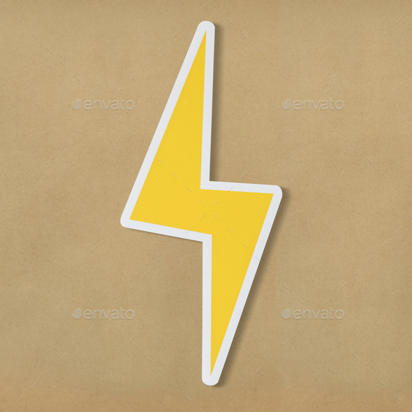 590x590 Yellow Electric Lightning Bolt Icon Stock Photo