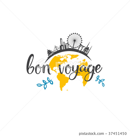450x468 Bon Voyage Travel Icon Hand Drawn Lettering