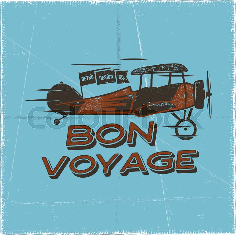800x799 Vintage Airplane Poster Bon Voyage Stock Vector Colourbox