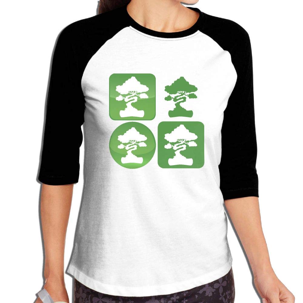 1000x1000 Bonsai Tree Icon Women Sleeve Raglan Tee Shirts Tops