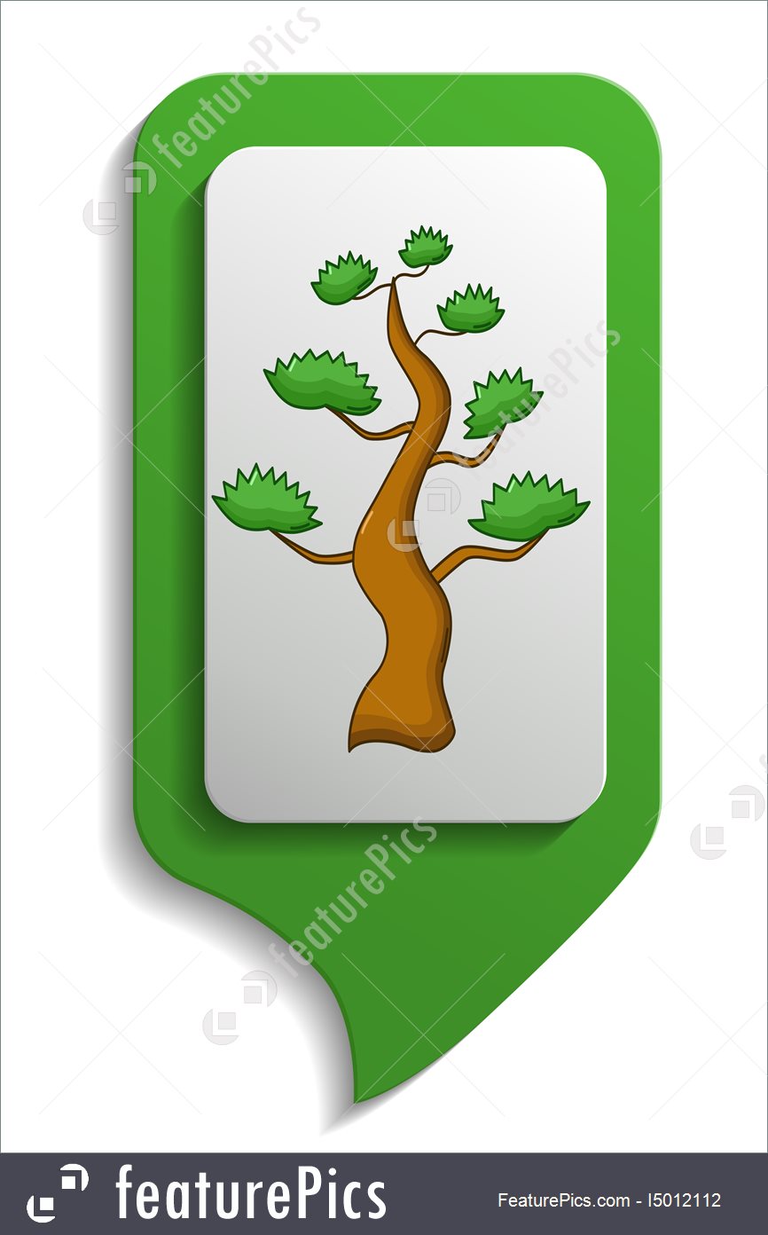 866x1392 Map Sign Bonsai Tree Icon, Cartoon Style Stock Illustration