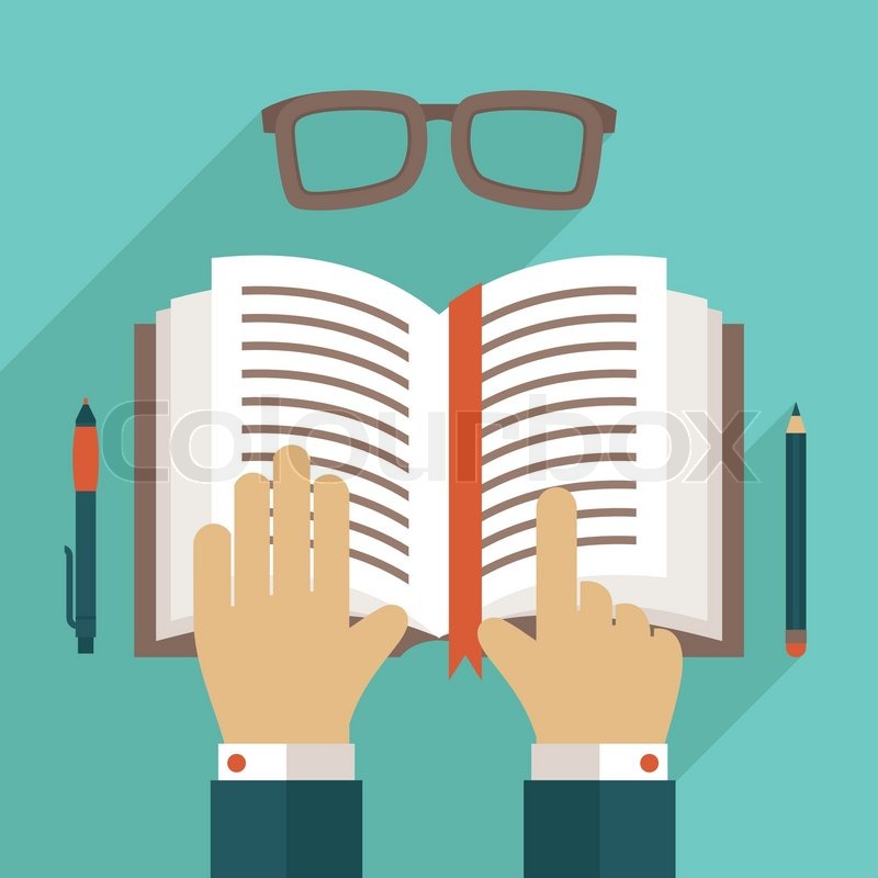 800x800 Book Flat Icon With Hand Reading Stock Vector Colourbox