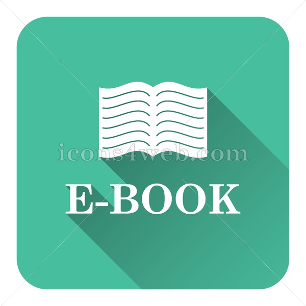 600x600 E Book Flat Icon With Long Shadow Vector