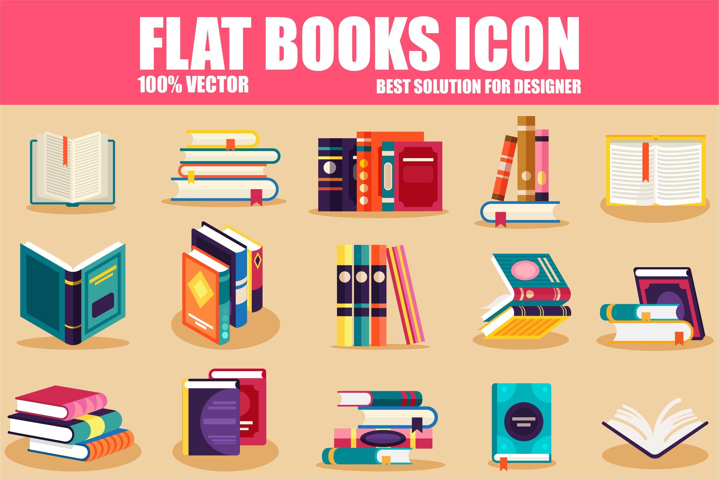 2340x1560 Flat Books Icons