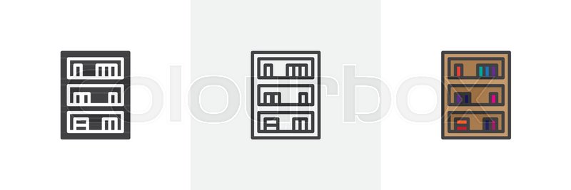 800x267 Bookcase Icon Line, Solid And Filled Stock Vector Colourbox