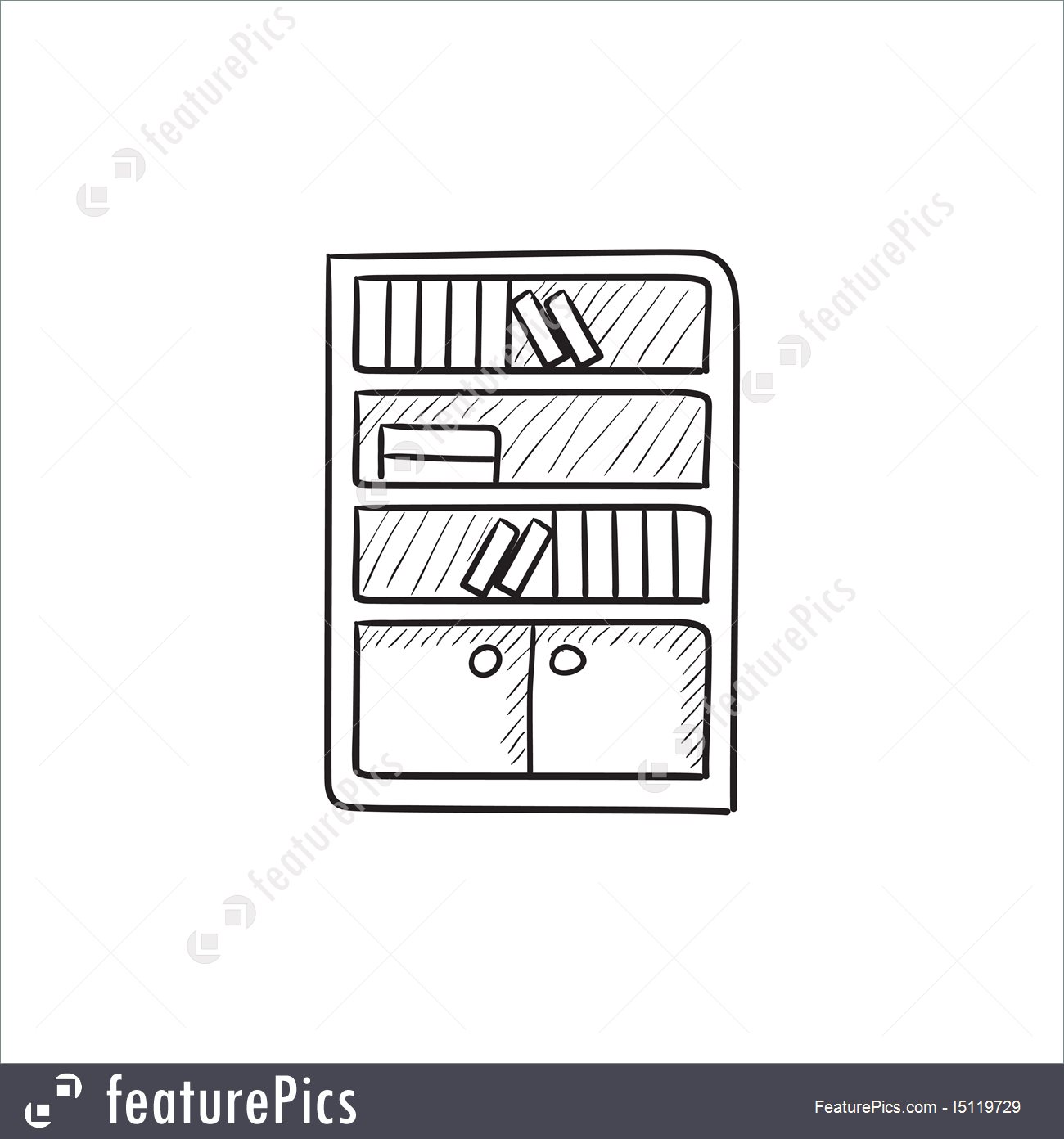 1300x1392 Illustration Of Bookcase Sketch Icon