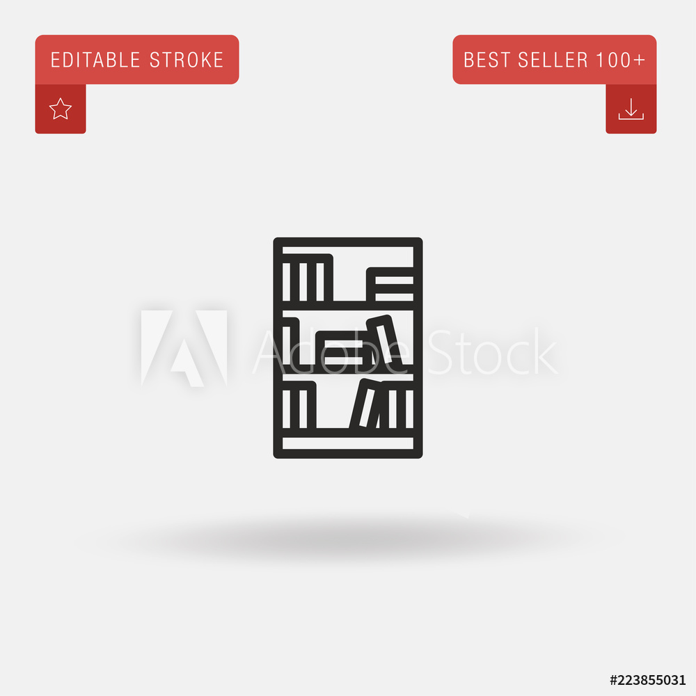 1000x1000 Photo Art Print Outline Library Bookcase Icon Isolated On Grey