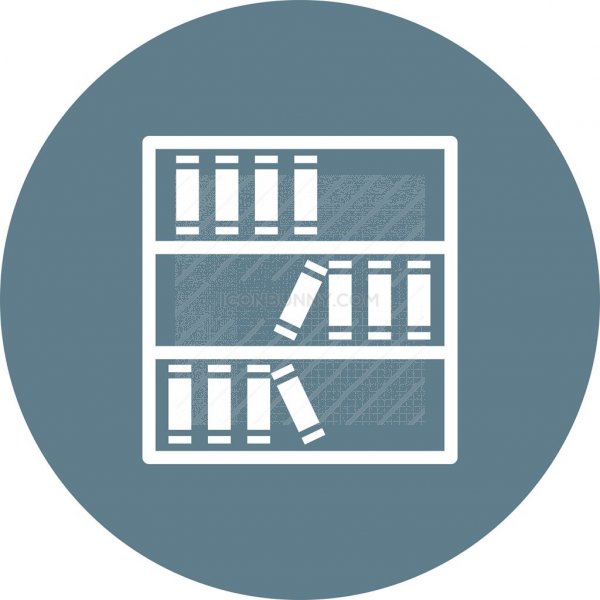 600x600 Bookshelf Flat Round Icon