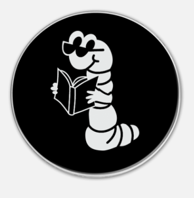 387x395 'bookworm' Multi Schools Pin Badge, Nickel Plated Circle