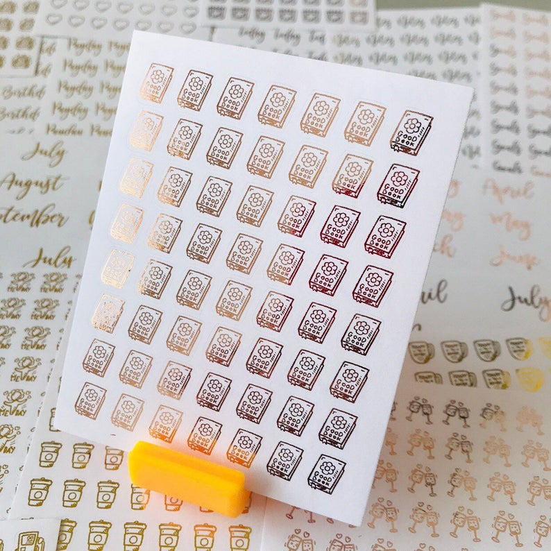 794x794 Pcs Book Reading Bookworm Icon Foil Planner Sticker Etsy