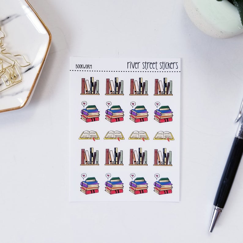 794x794 Bookworm Icon Functional Doodle Planner Stickers Etsy