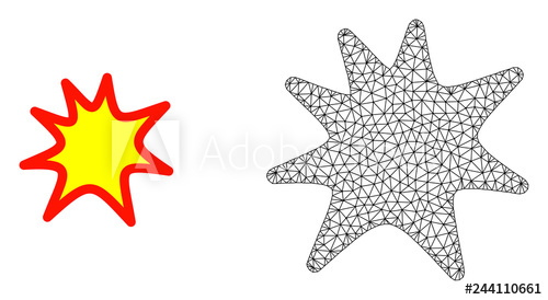 500x274 Polygonal Mesh Exploding Boom And Flat Icon Are Isolated