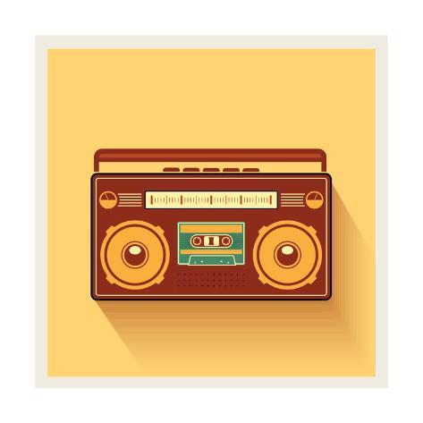 473x473 Classic Boombox Portable Cassette Tape Player On Retro