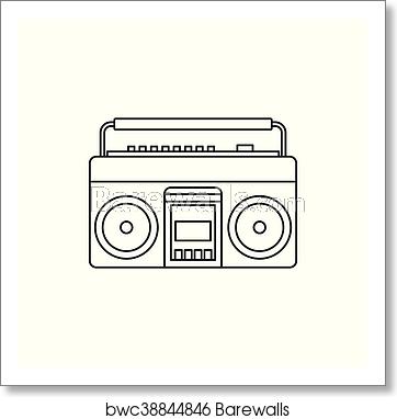 362x382 Classic Boombox Icon, Outline Style, Art Print Barewalls Posters