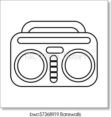362x382 Vintage Boombox Icon, Outline Style, Art Print Barewalls Posters