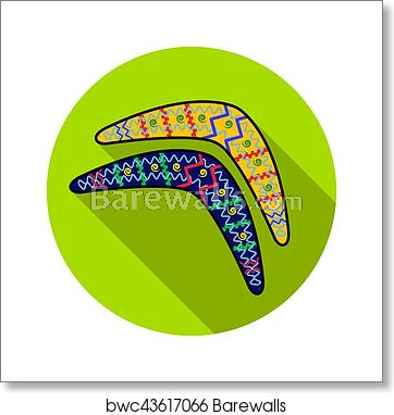 362x382 Australian Boomerang Icon In Flat Style Isolated On White