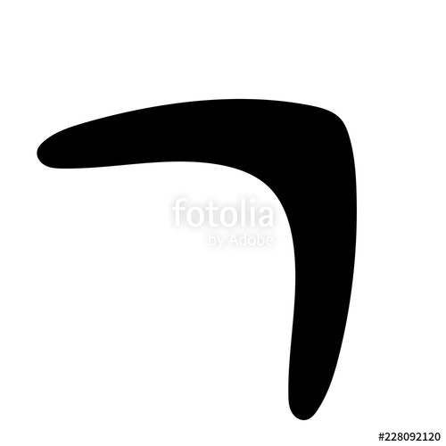 500x500 Minimalist, Black Silhouette Boomerang Icon Isolated On White