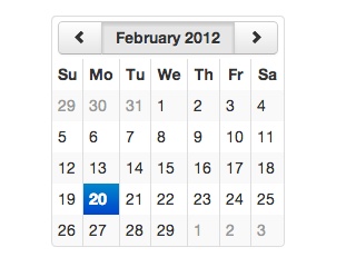 320x240 Bootstrap Calendar Examples