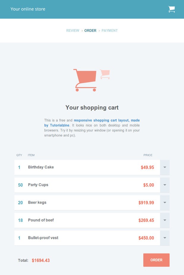 620x927 Free Template Responsive Shopping Cart