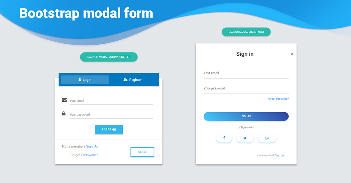 1200x628 Bootstrap Modal Form