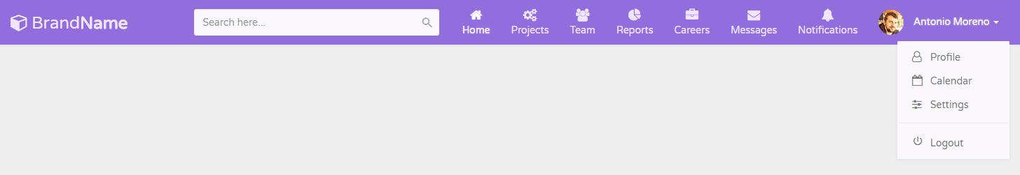 1456x251 Bootstrap Beautiful Navbar With Menu Icons Template