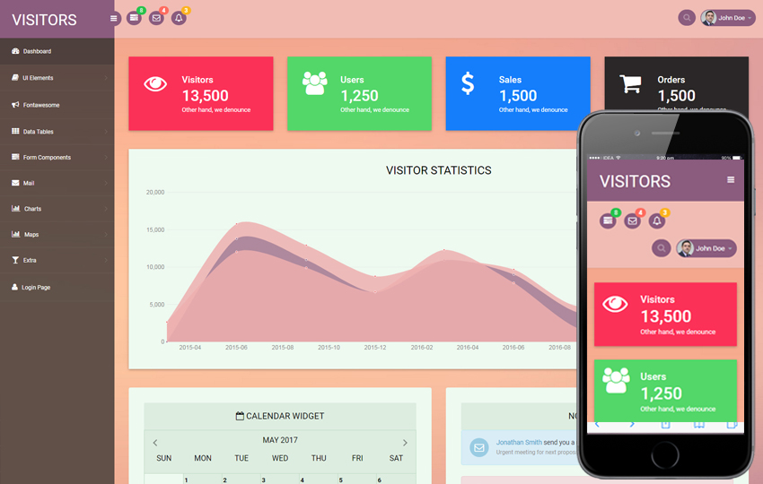850x540 Visitors An Admin Panel Bootstrap Responsive Web Template