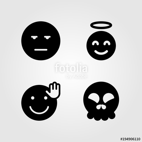 500x500 Emotions Vector Icon Set Bored, Waving, Smile And Skull Stock