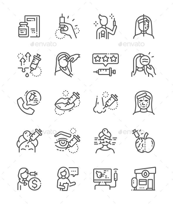 590x700 Botox Line Icons Fully Customisable Set Of Icons