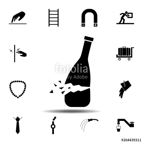 500x500 Rubbish, Broken Bottle Icon Simple Glyph, Flat Vector Element