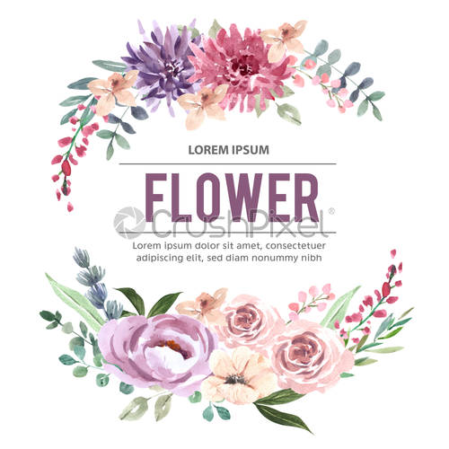 500x500 Bouquet Icon For Cover Decoration, Pinkish Watercolour Flowers