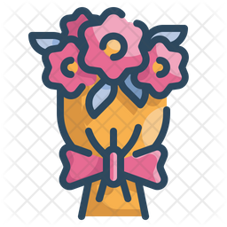 256x256 Flower Bouquet Icon Of Colored Outline Style