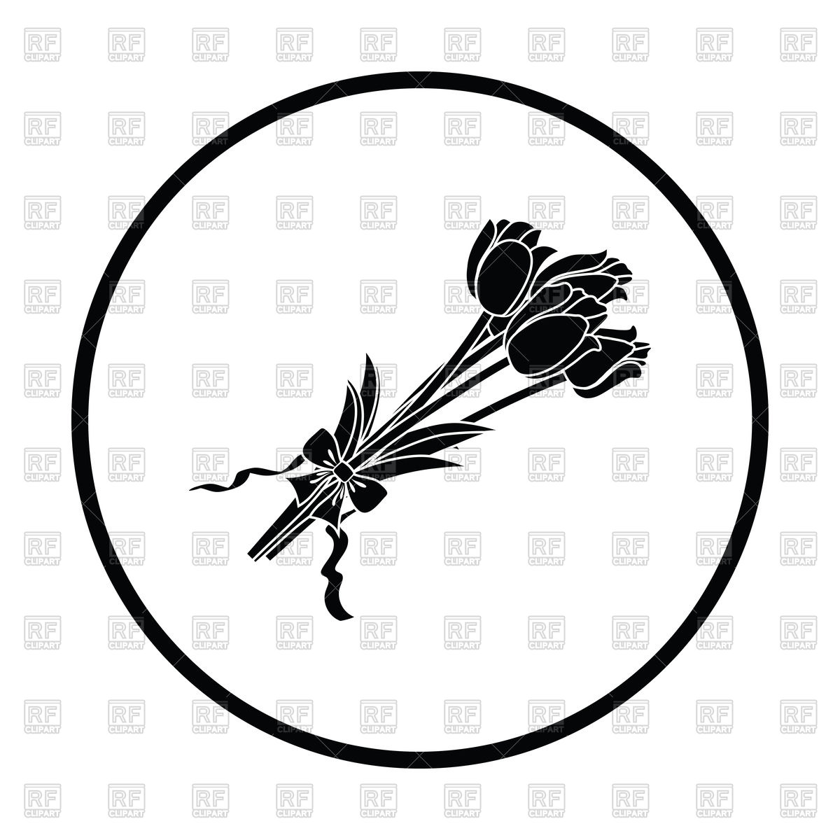 1200x1200 Tulips Bouquet Icon With Tied Bow Vector Image Of Signs, Symbols