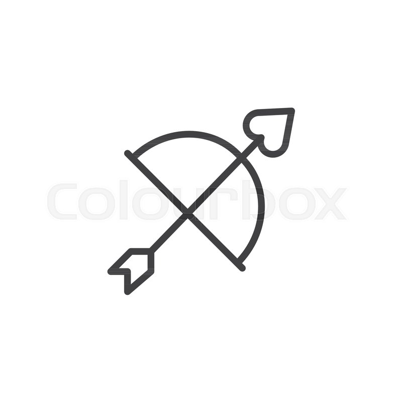 800x800 Cupid Bow Arrow Line Icon, Outline Stock Vector Colourbox