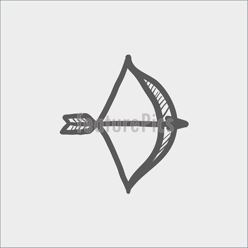 500x500 Bow And Arrow Sketch Icon Stock Illustration
