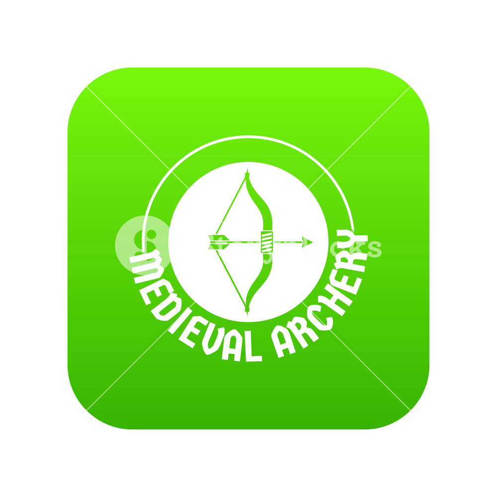 1000x1000 Bow Arrow Icon Green Isolated On White Background Royalty Free