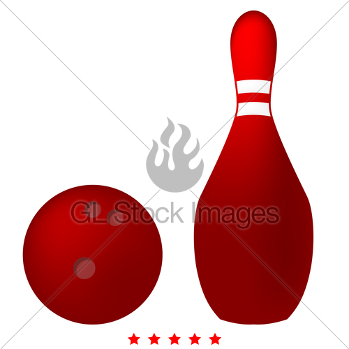 500x500 Pin And Bowling Ball Icon Illustration Color Fill Style Gl Stock