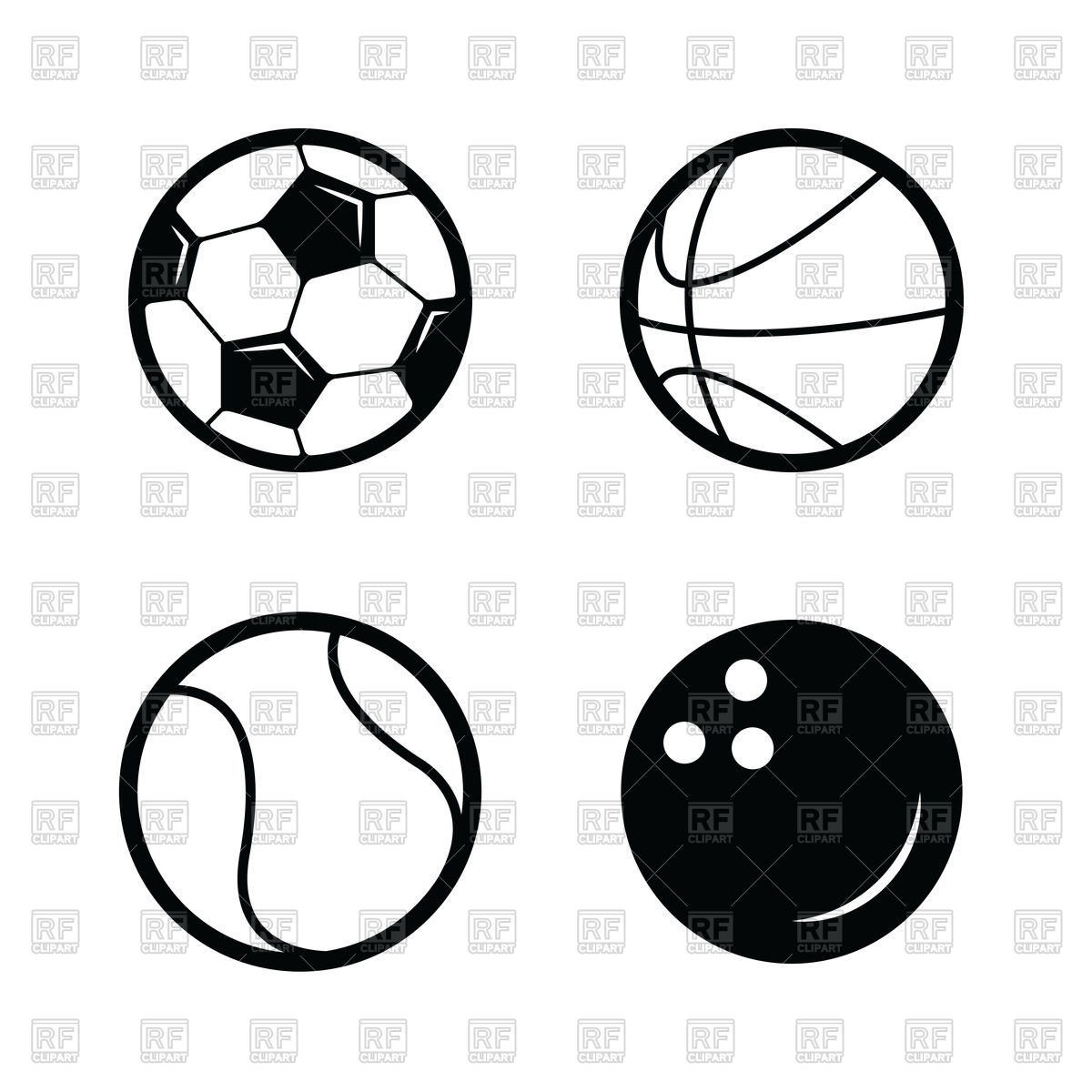 1200x1200 Soccer, Basketball, Tennis And Bowling Balls Icon Vector Image