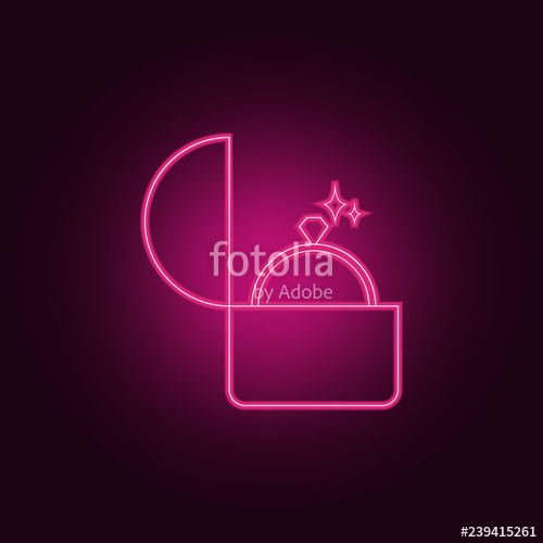 500x500 Wedding Ring In A Box Icon Elements Of Valentine In Neon Style