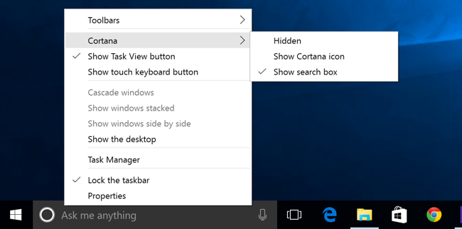 650x323 How To Hide The Cortana Search Box On The Windows Taskbar