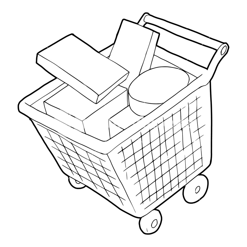 1000x1000 Sale Shopping Cart With Boxes Icon Outline Illustration Of Sale
