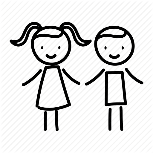 512x512 Boy, Friends, Friendship, Girl, Hand Drawn, Playing, School Icon